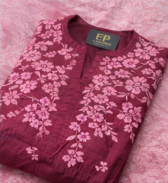 Crimson Blossom Kurti